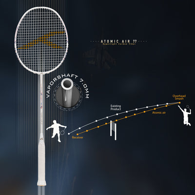 Hundred Atomic Air 77 Superlight Carbon Fiber Unstrung Badminton Racquet (White / Blue)