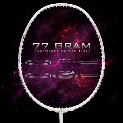 Hundred Atomic Air 77 Superlight Carbon Fiber Strung Badminton Racquet (White / Blue)