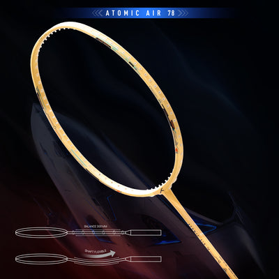 Hundred Atomic Air 78 Zero Torsion Frame Strung Badminton Racquet (Gold / Black)