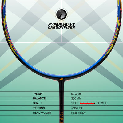 Hundred Atomic X 35 SPD X-Flex Shaft Strung Badminton Racquet (Black / Blue)
