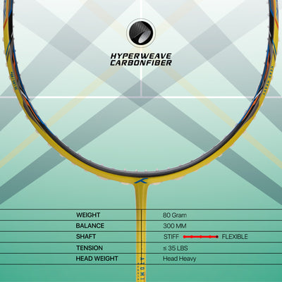 Hundred Atomic X 35 SPD X-Flex Shaft Unstrung Badminton Racquet (Yellow / Black)