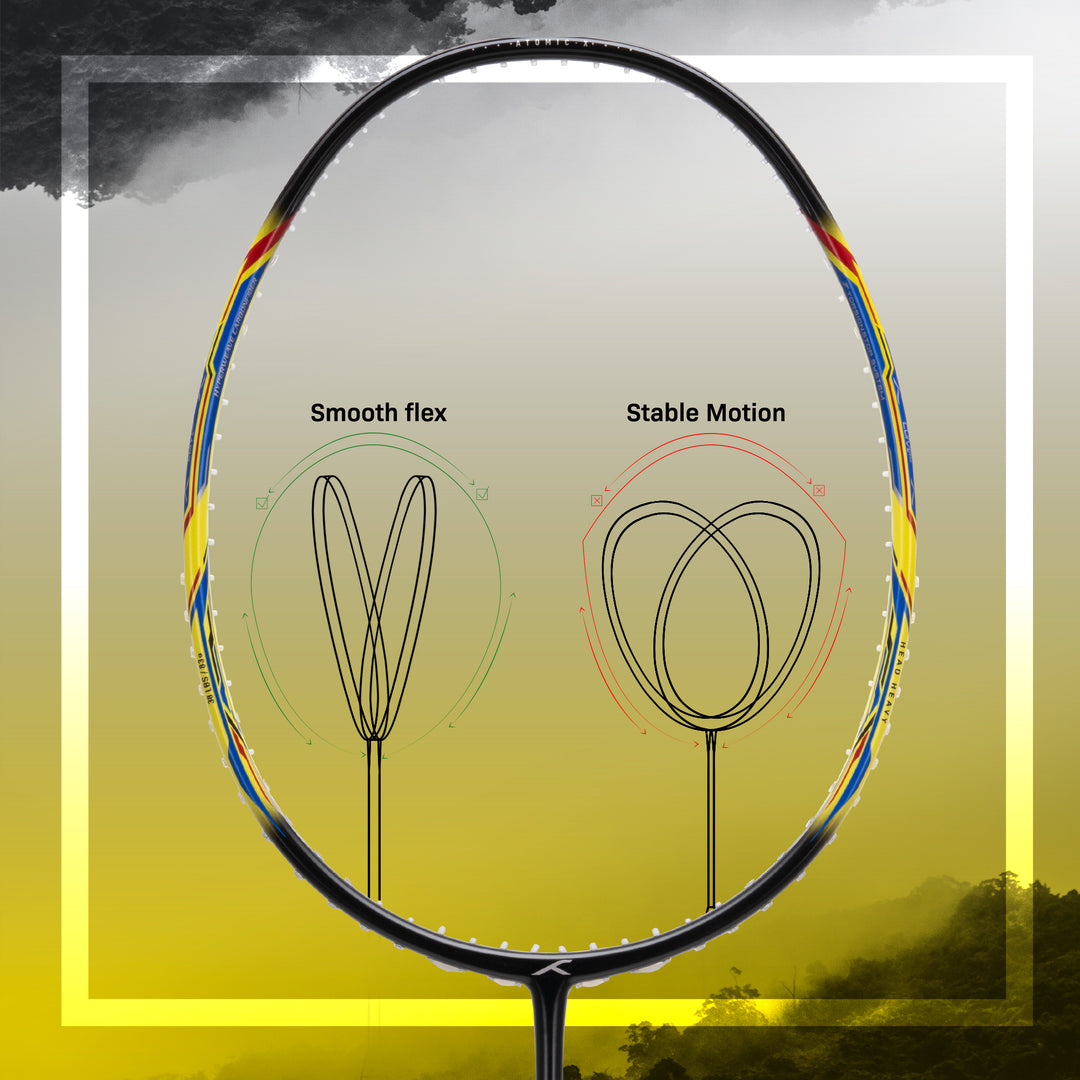 Hundred Atomic X 38 CTRL  Superstrong Carbon Unstrung Badminton Racquet (Black / Yellow)