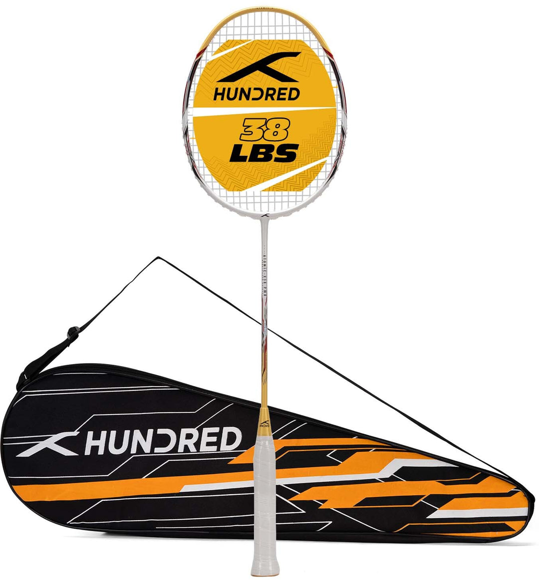 Hundred Atomic X 38 PWR Power Multiplier Strung Badminton Racquet (White / Gold)