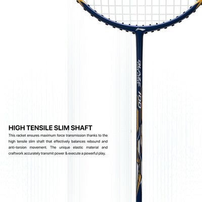 Li-Ning Blaze 100 Strung Badminton Racquet (Blue / White / Gold)