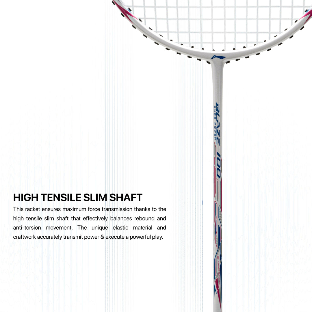 Li-Ning Blaze 100 Strung Badminton Racquet 84 grams (White)