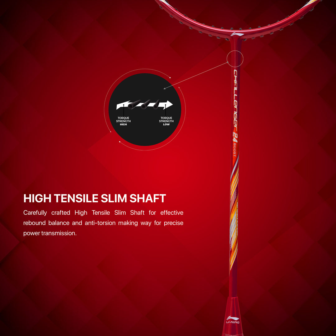 Li-Ning Challenger Boost Strung Badminton Racquet (Red)