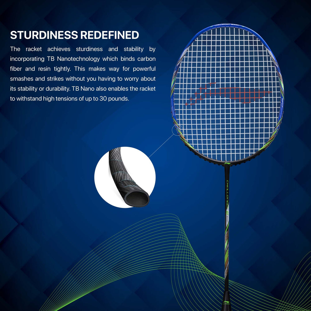 Li-Ning Challenger Boost Strung Badminton Racquet (Black / Blue)