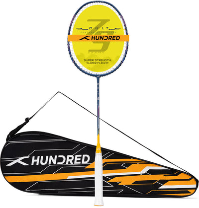 Hundred Cult 79 Featherlite Slim Shaft Strung Badminton Racquet (Blue / Gold)