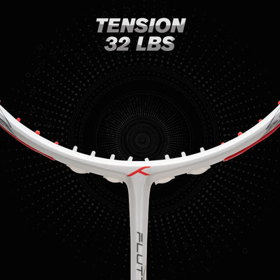 Hundred Flutter S Ctrl Superior Control Slim Shaft Strung Badminton Racquet (White / Red)