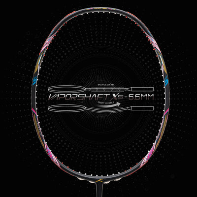 Hundred Flutter S Ctrl Superior Control Slim Shaft Strung Badminton Racquet (Black / Red)