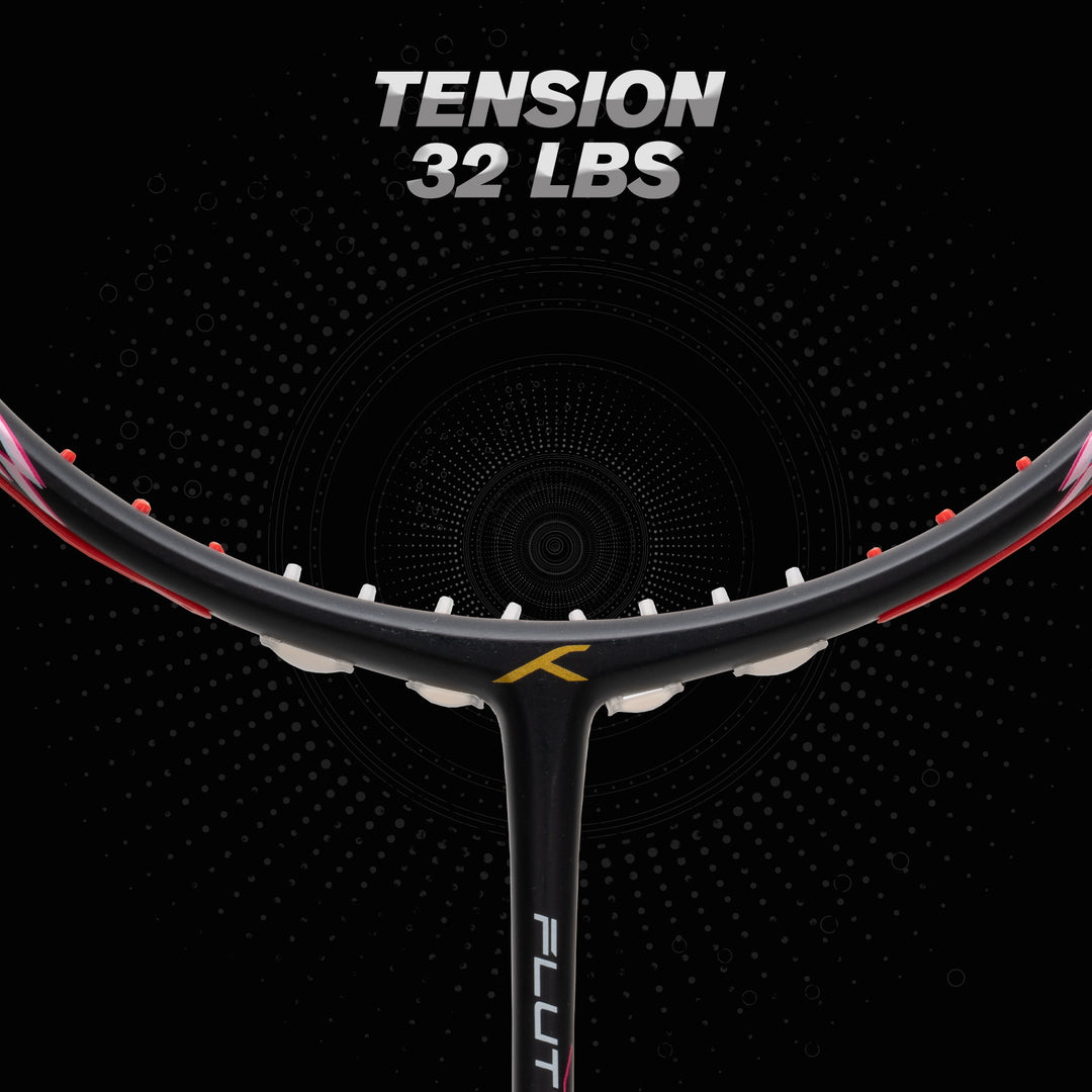 Hundred Flutter S Ctrl Superior Control Slim Shaft Unstrung Badminton Racquet (Black / Red)