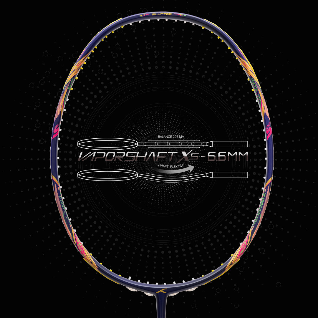 Hundred Flutter S Ctrl Superior Control Slim Shaft Strung Badminton Racquet (Blue / Yellow)