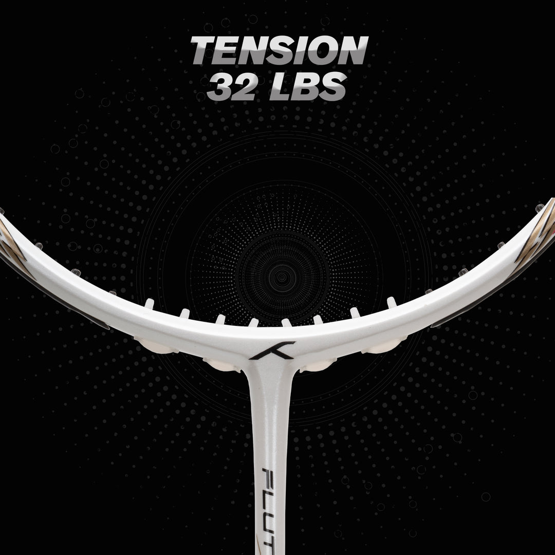 Hundred Flutter S Ctrl Superior Control Slim Shaft Strung Badminton Racquet (White / Black)