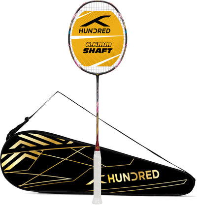 Hundred Flutter S Ctrl Superior Control Slim Shaft Strung Badminton Racquet (Black / Red)