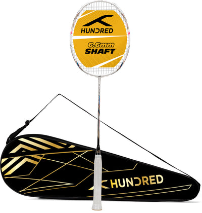 Hundred Flutter S Ctrl Superior Control Slim Shaft Strung Badminton Racquet (White / Black)