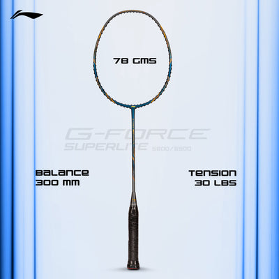 Li-Ning G-Force 5800 Superlite / 78 grams / G6 Unstrung Badminton Racquet (Blue / Grey / Gold)