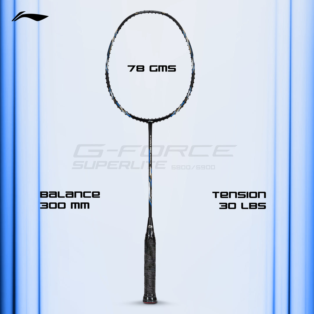 Li-Ning G-Force 5800 Superlite Strung Badminton Racquet (Black / Blue)