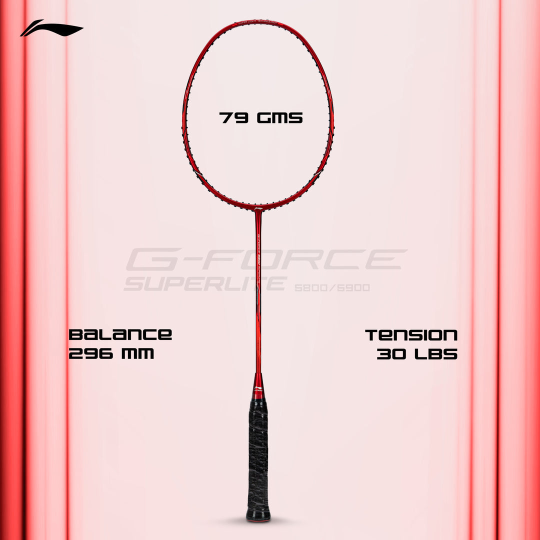 Li-Ning G-Force 5900 Superlite / 79 grams / G6 Unstrung Badminton Racquet (Red / Silver)