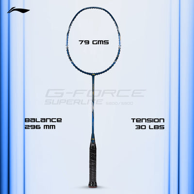 Li-Ning G-Force 5900 Superlite / 79 grams / G6 Unstrung Badminton Racquet (Blue / Gold / White)