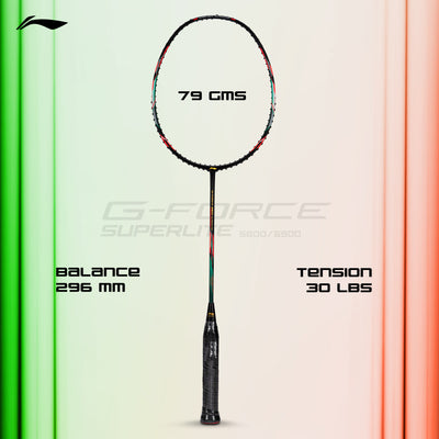 Li-Ning G-Force 5900 Superlite Strung Badminton Racquet (Black / Blue / Orange)