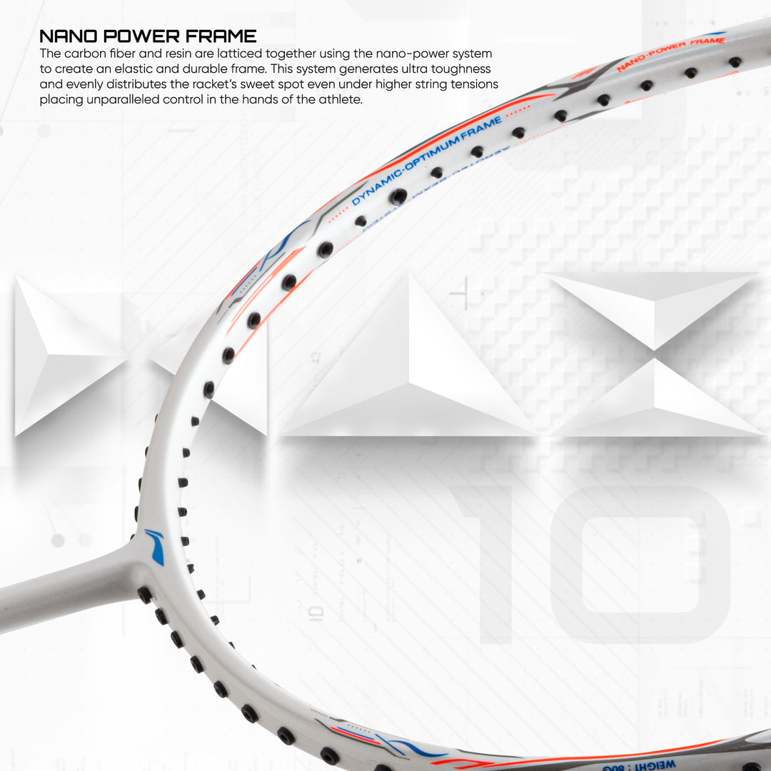 Li-Ning G-Force Superlite Max 10 Strung Badminton Racquet (White / Blue / Orange)