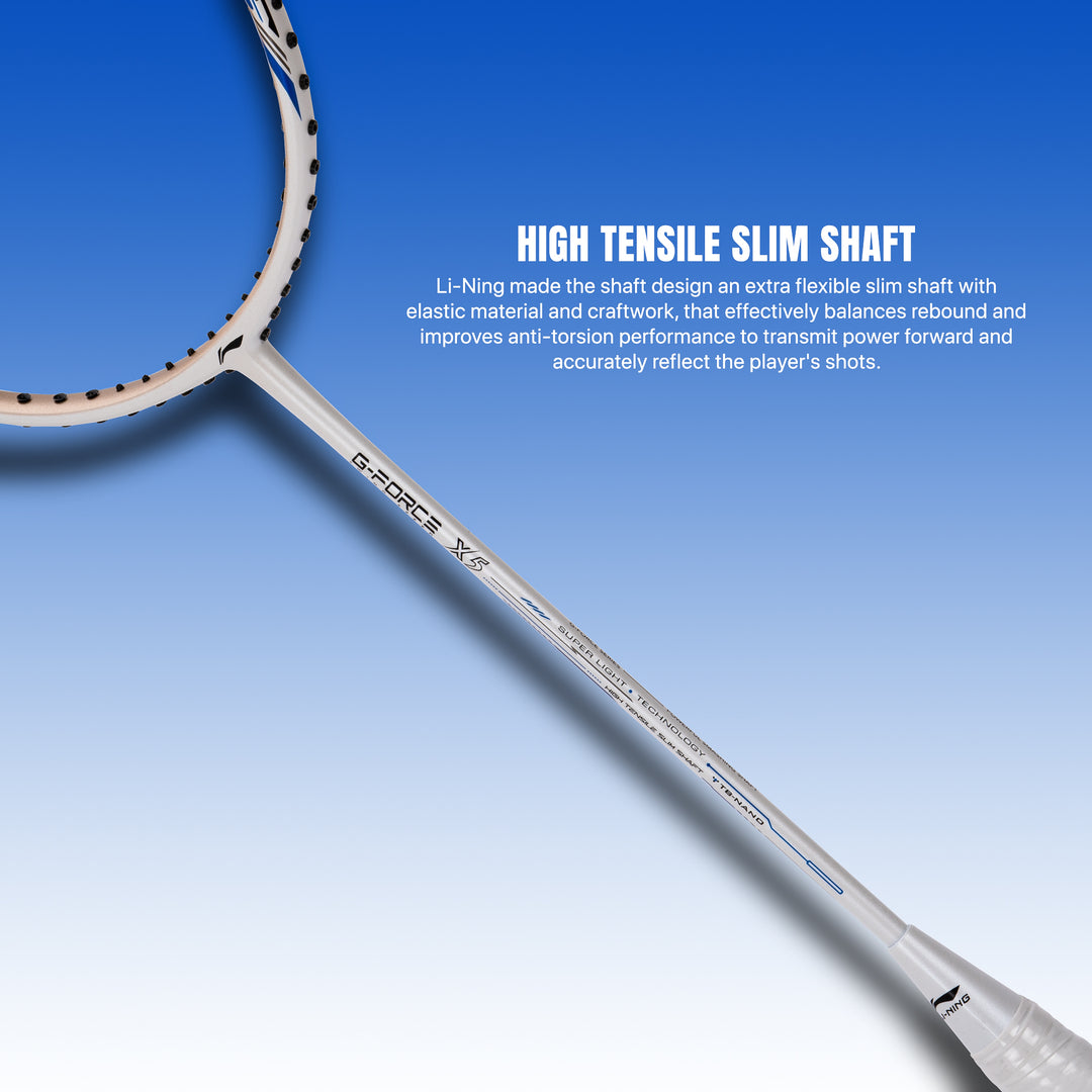 Li-Ning G-Force X5 Strung Badminton Racquet (White / Blue)