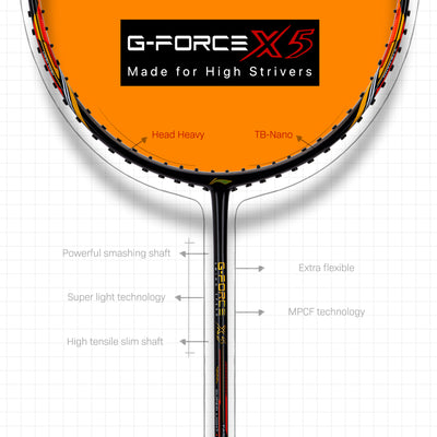 Li-Ning G-Force X5 Strung Badminton Racquet (Black / Orange)