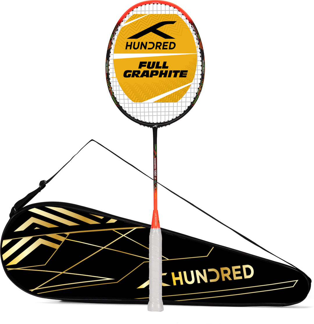 Hundred POWERTEK 1000 JR Strung Badminton Racquet (Black / Orange)