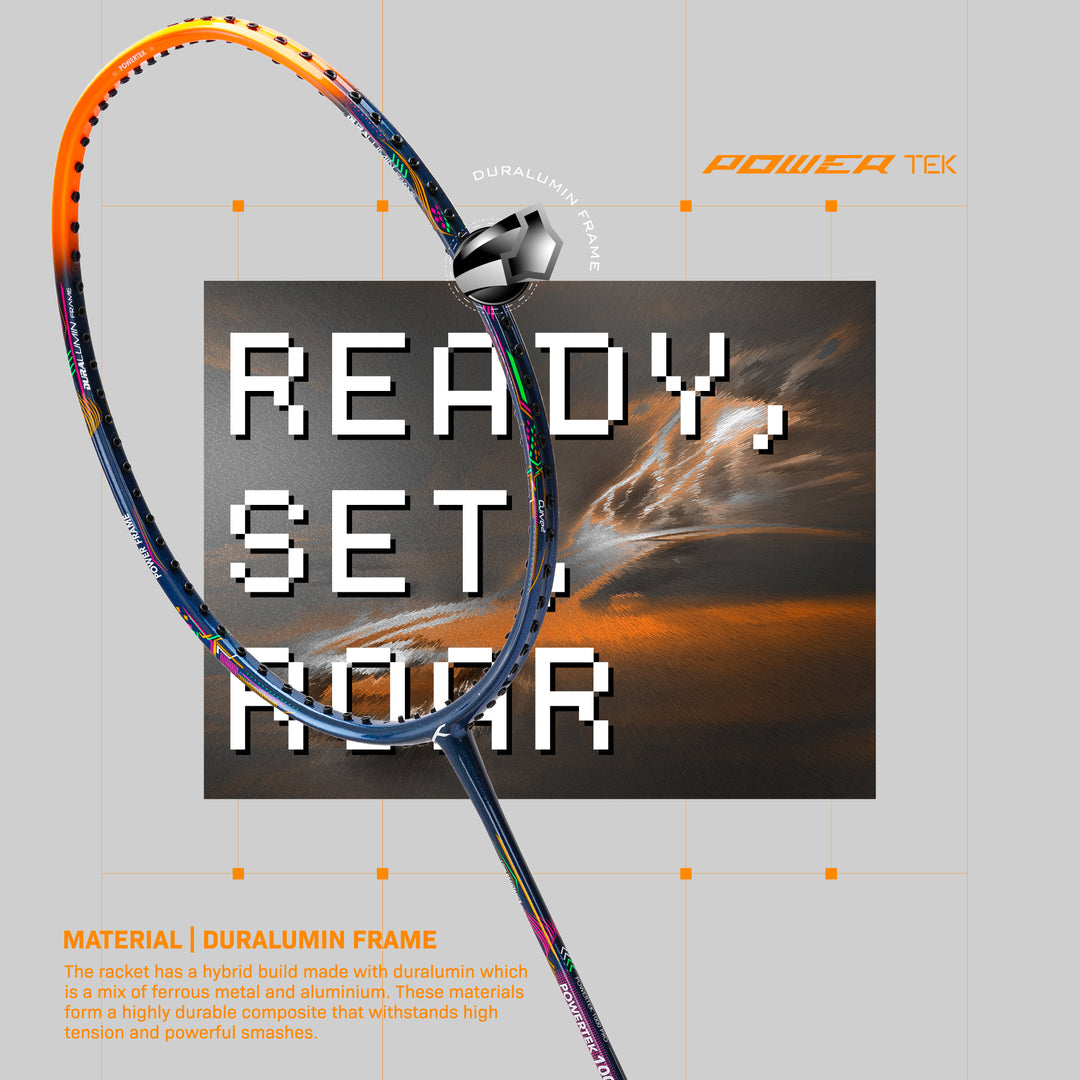 Hundred POWERTEK 1000 PRO Strung Badminton Racquet (Orange)