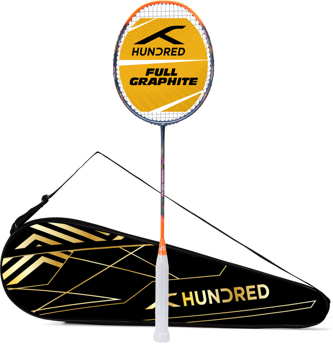 Hundred POWERTEK 1000 PRO Strung Badminton Racquet (Orange)