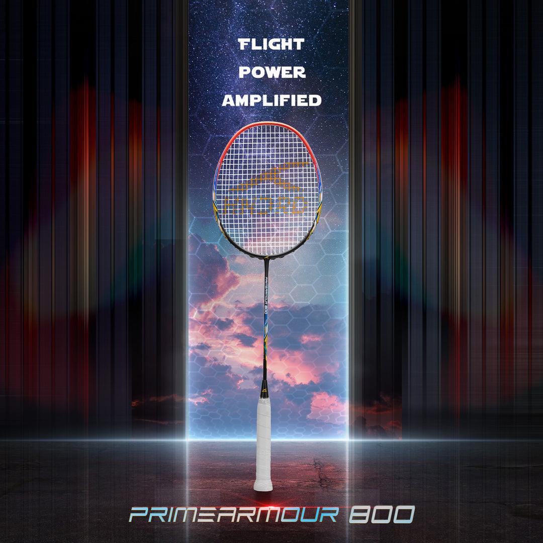 Hundred Primearmour 800 Nano Frame System Strung Badminton Racquet (Black / Red)