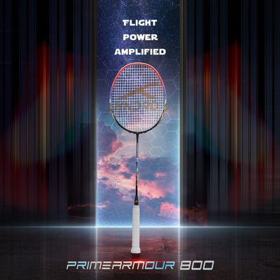 Hundred Primearmour 800 Nano Frame System Strung Badminton Racquet (Black / Red)