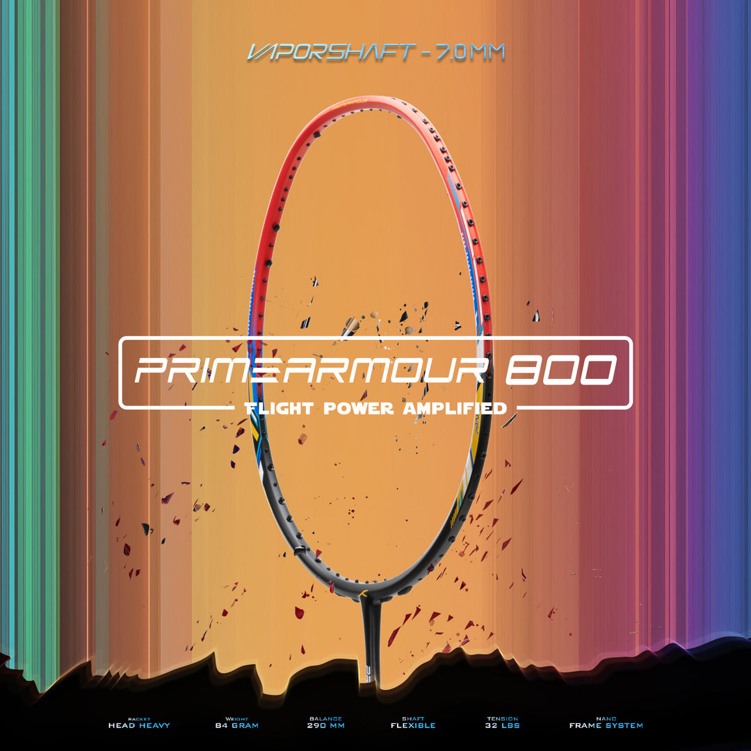 Hundred Primearmour 800 Nano Frame System Strung Badminton Racquet (Black / Red)