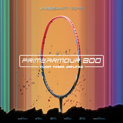 Hundred Primearmour 800 Nano Frame System Unstrung Badminton Racquet (Black / Red)