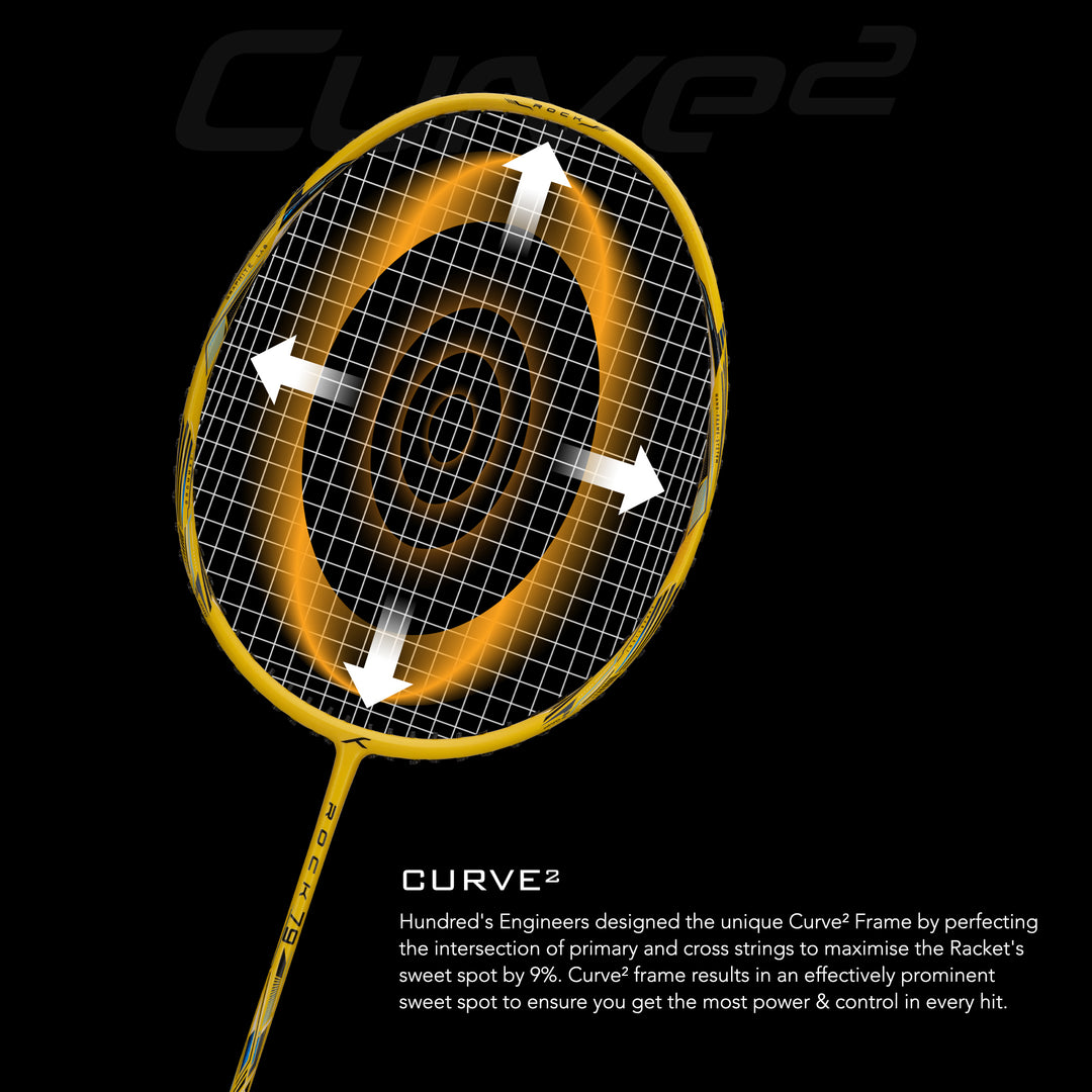 Hundred ROCK 79 Strung Badminton Racquet (Yellow)