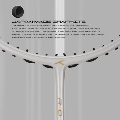 Hundred ROCK 88 Japan Made Graphite Strung Badminton Racquet (White / Gold)