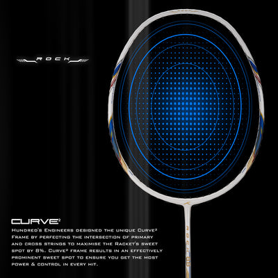 Hundred ROCK 88 Japan Made Graphite Strung Badminton Racquet (White / Gold)