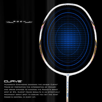 Hundred ROCK 88 Japan Made Graphite Strung Badminton Racquet (White / Blue)