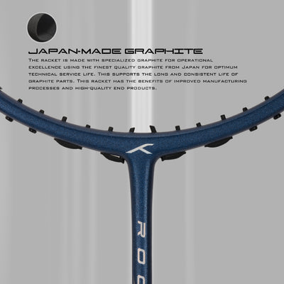 Hundred ROCK 88 Japan Made Graphite Strung Badminton Racquet (Blue)