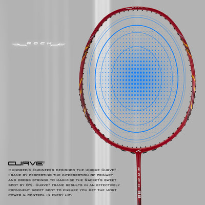 Hundred ROCK 88 Japan Made Graphite Strung Badminton Racquet (Red)