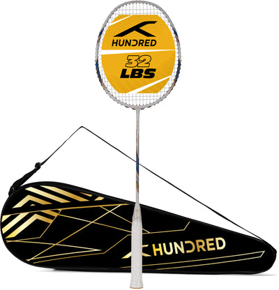 Hundred ROCK 88 Japan Made Graphite Strung Badminton Racquet (White / Gold)