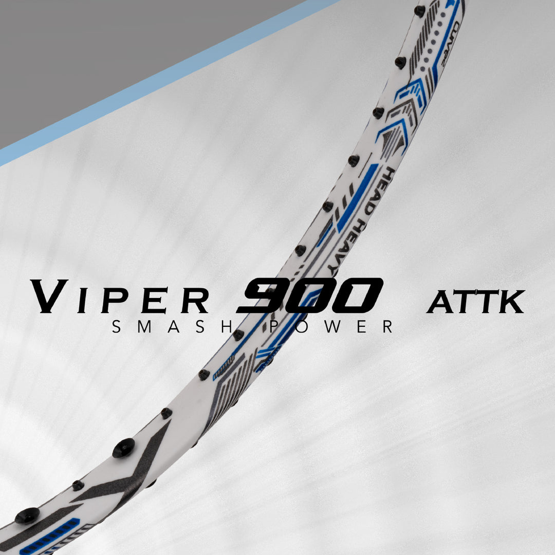 Hundred VIPER 900 Shot Power Amplifier Unstrung Badminton Racquet (White / Blue)