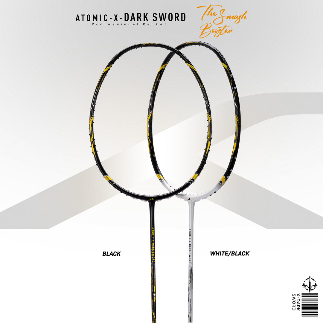 Hundred ATOMIC-X DARK SWORD Max Tension 38lbs Unstrung Badminton Racquet (Black)