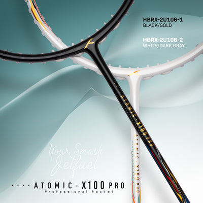 Hundred ATOMIC-X100 PRO Hyperweave Graphite Unstrung Badminton Racquet (Black / Gold)