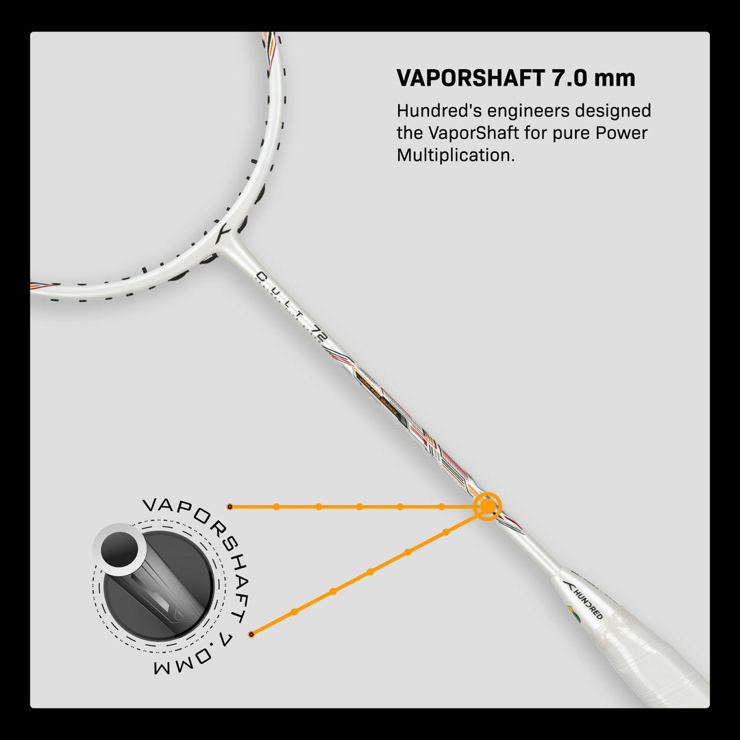 Hundred CULT 72 Strung Badminton Racquet (White)