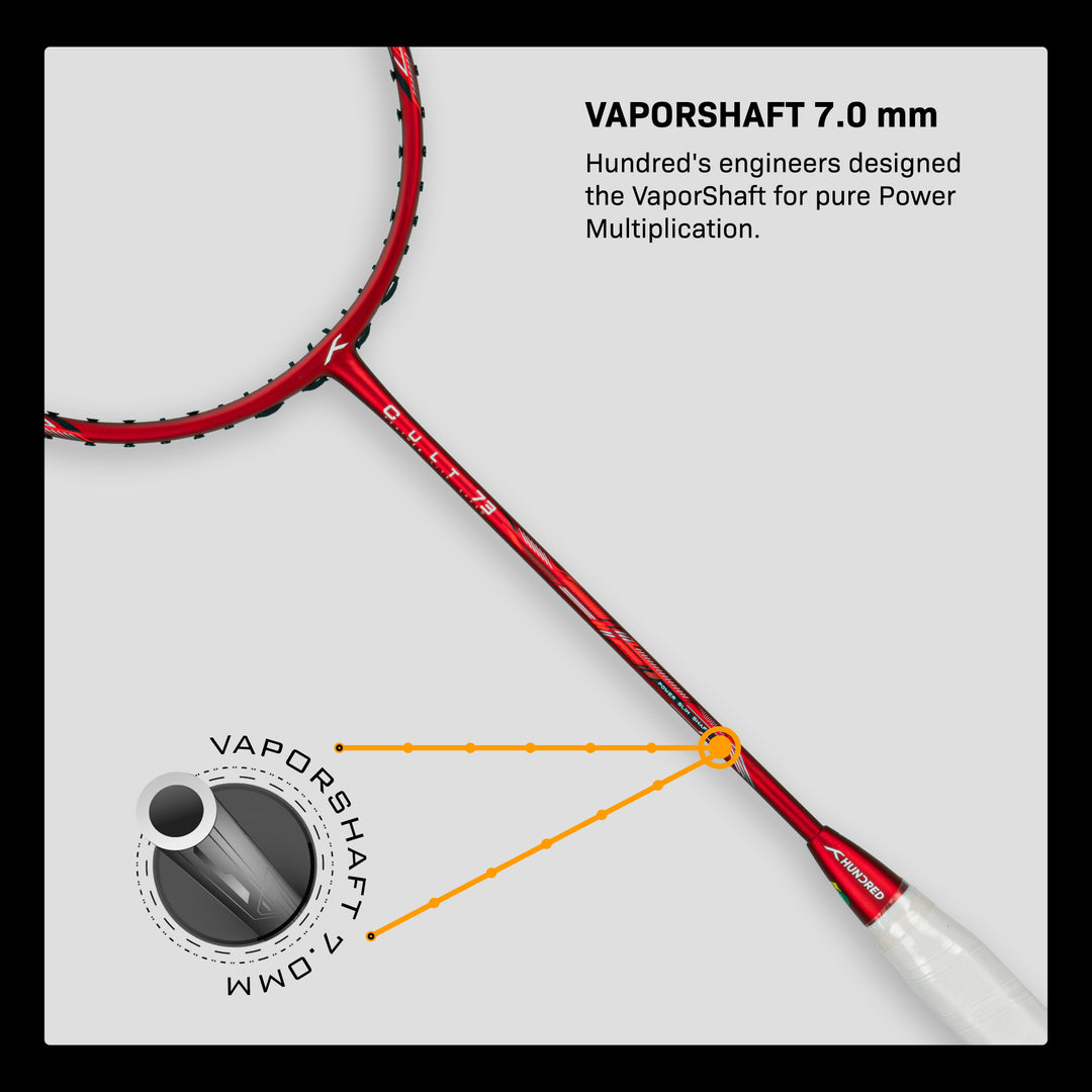 Hundred CULT 73 Strung Badminton Racquet (Red)