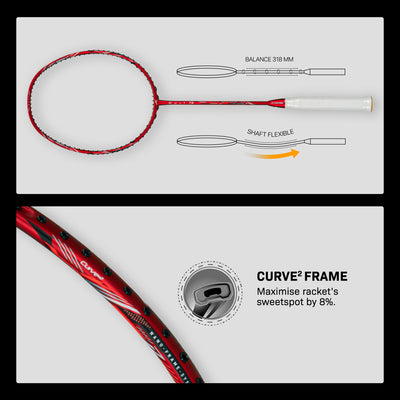 Hundred CULT 73 Strung Badminton Racquet (Red)