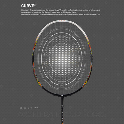 Hundred Cult 77 High Speed Attacks Unstrung Badminton Racquet (Black / White)