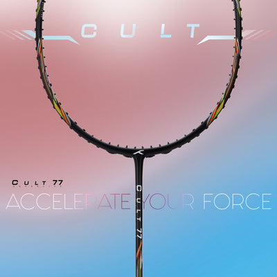 Hundred Cult 77 High Speed Attacks Unstrung Badminton Racquet (Black / White)