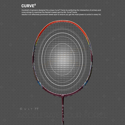 Hundred Cult 77 High Speed Attacks Unstrung Badminton Racquet (Purple / Orange)